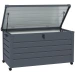 Baú de Exterior 311 L Baú de Armazenamento de Aço Galvanizado com 1 Fechadura para Jardim 120x62x66 cm Cinza Escuro