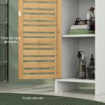 Coluna Casa de Banho Móvel Auxiliar Casa de Banho com Prateleiras Ajustáveis e Portas de Bambu 35x30x170 cm Branco e Madeira