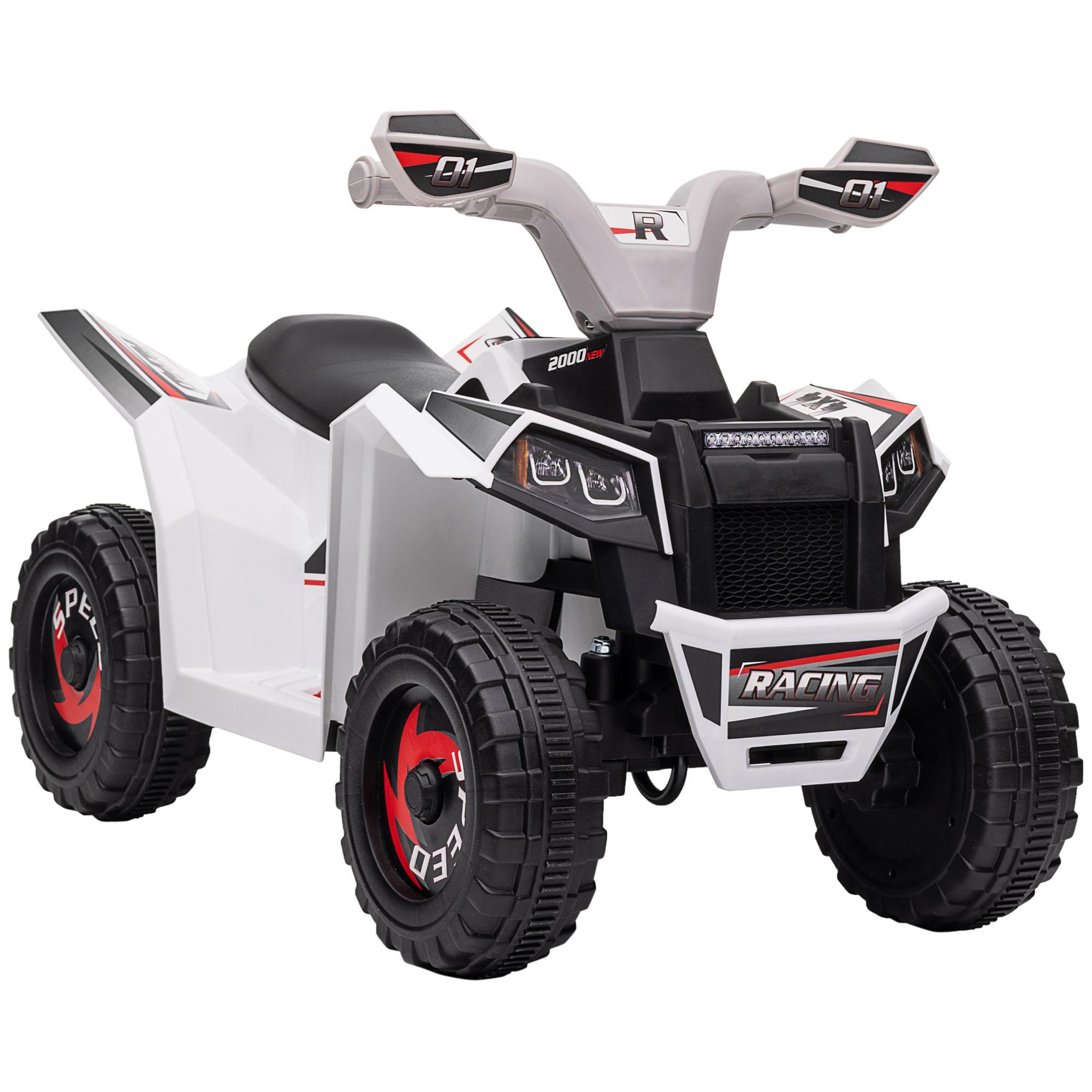 Quadriciclo Elétrico para Crianças Veículo Elétrico a Bateria de 6V com Velocidade de 2,5 km/h 70x41,5x48,5 cm Branco