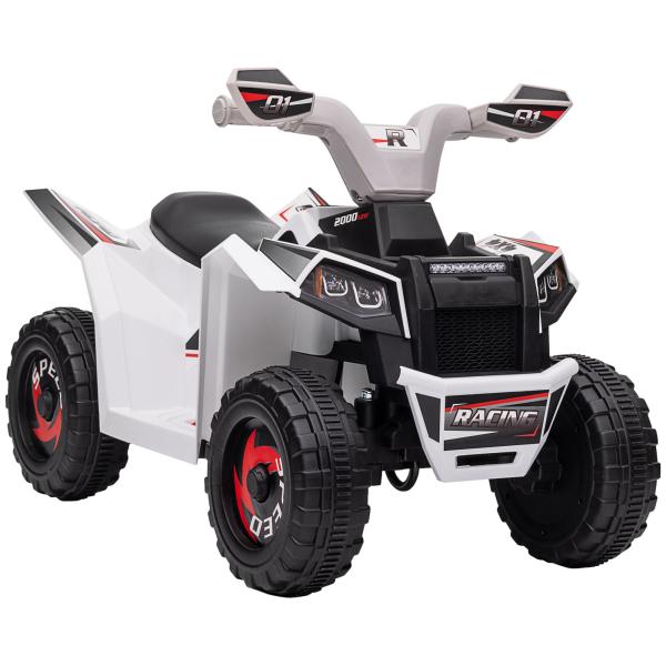 Quadriciclo Elétrico para Crianças Veículo Elétrico a Bateria de 6V com Velocidade de 2,5 km/h 70x41,5x48,5 cm Branco