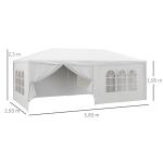 Tenda de Jardim 583x293 cm Tenda para Festas com 4 Janelas 2 Portas com Fecho de Correr 6 Paredes Laterais Branco