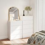 Cómoda com 5 Gavetas de Madeira Cómoda de Dormitório Cómoda Branca Estilo Moderno 55x33x80 cm Branco Brilhante