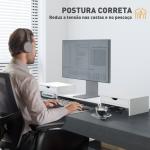 Suporte para Monitor com Ângulo e Comprimento Ajustável e 2 Gavetas para Escritório 60 - 116x22x12 cm Branco