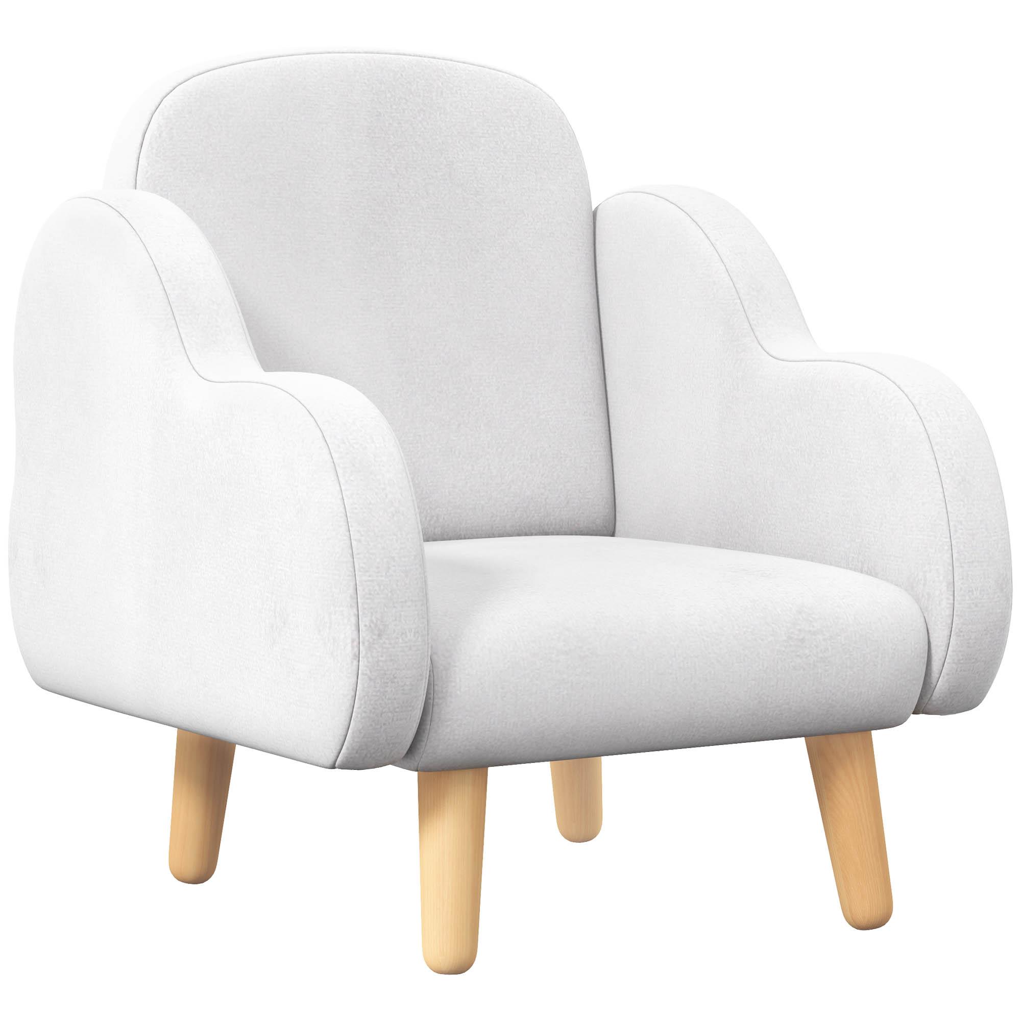 Poltrona para Crianças em Forma de Nuvem com Tato Suave para Crianças de 1,5 - 5 Anos Carga Máxima 40 kg 46x51x55 cm Branco