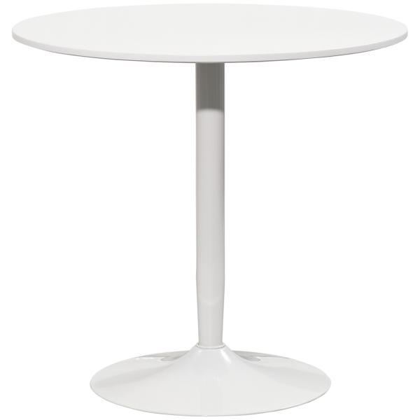 Mesa de Cozinha Redonda Mesa de Jantar Moderna para 2 Pessoas com Base de Aço e Almofadas Antiderrapantes Ø80x75 cm Branco