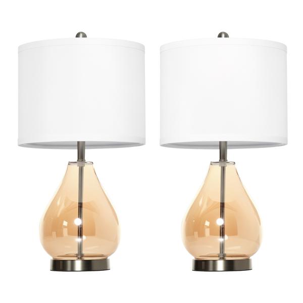 Conjunto de 2 Candeeiros de Mesa com Ecrã de Linho Suporte para Lâmpada E27 Máx. 40W Ø30x56 cm Branco