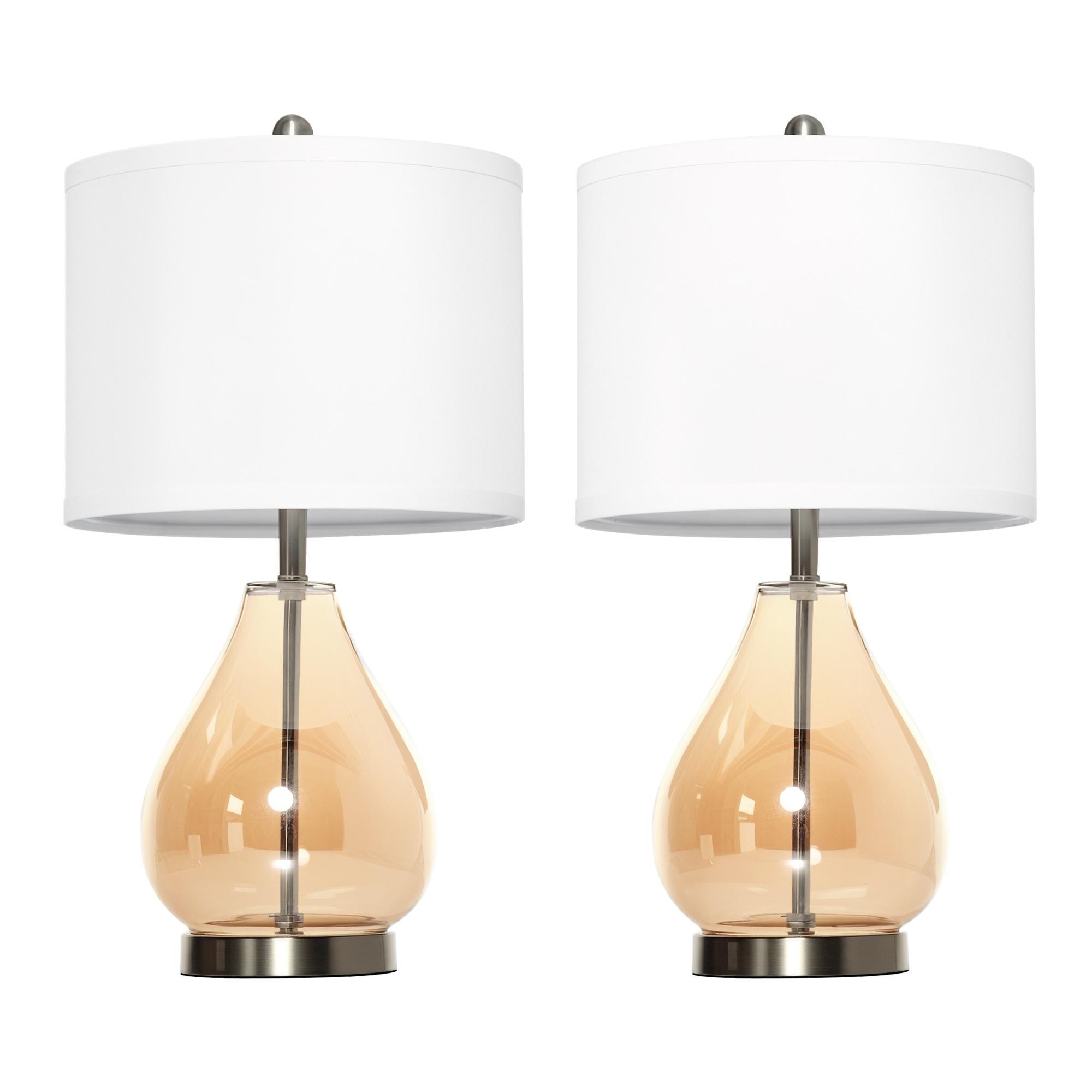 Conjunto de 2 Candeeiros de Mesa com Ecrã de Linho Suporte para Lâmpada E27 Máx. 40W Ø30x56 cm Branco