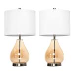 Conjunto de 2 Candeeiros de Mesa com Ecrã de Linho Suporte para Lâmpada E27 Máx. 40W Ø30x56 cm Branco