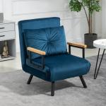 Poltrona Convertível em Cama Poltrona 3 em 1 Convertível em Cama com Encosto Ajustável em 5 Níveis 63x73x81 cm Azul