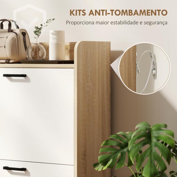 Sapateira Estreita com 3 Prateleiras Laterais e Prateleiras Ajustáveis para 15 Pares de Sapatos 83x24x90,5 cm Madeira e Branco