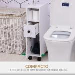 Armário de Casa de Banho Móvel Auxiliar para Espaço Reduzido com Rodas Prateleiras Abertas Armário e Gaveta 18x30x68,5cm Branco