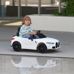 Carro Elétrico para Crianças BMW M4 12V com Controlo Remoto Faróis Buzina Música e Velocidade 3 - 5 km/h 108x69,5x51 cm Branco