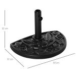 Base para Chapéu de Sol Semicircular 9 kg Apto para Mastros de 35 mm 38 mm e 48 mm Preenchido com Cimento 50x32x32cm Preto