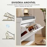 Banco Sapateira Moderno de Madeira com Prateleiras Ajustáveis e Almofada Acolchoada para 8 Pares de Sapatos 80x26x44,5 cm Branco