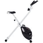 Bicicleta Estática Dobrável Silenciosa com 8 Níveis de Resistência, Monitor LCD, Assento Ajustável e Rodas, Branca