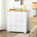Cómoda Moderna com 4 Gavetas de Madeira para Dormitório Carga Máxima 40 kg 70x37x75 cm Branco e Madeira