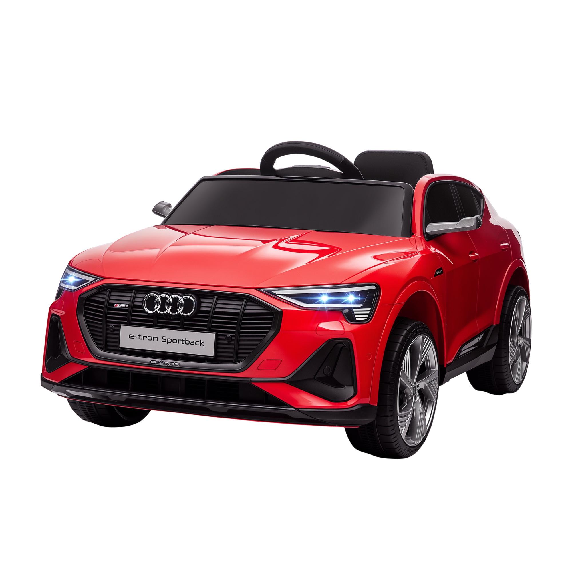 Carro Elétrico Audi E - Tron 12V para Crianças acima de 3 Anos com Controle Remoto Faróis Buzina Música MP3 TF USB e Abertura da Porta 3 - 8km/h 108x60x47cm Vermelho