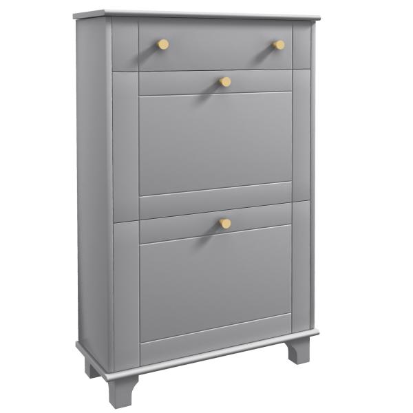 Sapateira Móvel Sapateira Estreita com 2 Portas e 1 Gaveta para 8 Pares de Sapatos 60x23,5x98,5 cm Cinzento