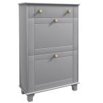 Sapateira Móvel Sapateira Estreita com 2 Portas e 1 Gaveta para 8 Pares de Sapatos 60x23,5x98,5 cm Cinzento