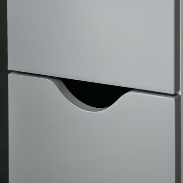 Coluna Casa de Banho com 2 Portas e 2 Prateleiras Abertas Estilo Moderno 15,2x29,8x118cm Branco e Cinza