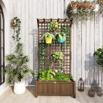 Floreira com Treliça de Madeira Caixa de Plantio com Suporte para Plantas Trepadeiras 90x45x183cm Marrom Escuro