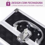 Estojo de Maquilhagem Organizador Cosméticos Profissional Portátil com Fecho e Vários Compartimentos 20x15x15 cm, Preto