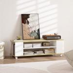 Móvel para TV com Rodas Armário para TV Flutuante com 2 Portas e 2 Prateleiras 120x40x38,5cm Branco e Madeira