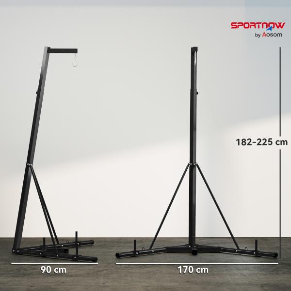 Suporte para Saco de Boxe de Pé Suporte para Saco de Boxe Dobrável com Altura Ajustável 170x90x182 - 225 cm Preto