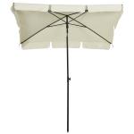 Chapéu de Sol Retangular de Jardim 198x130x240cm Chapéu de Sol de Alumínio com Função de Inclinação para Terraço Pátio Exterior Creme