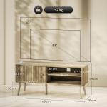 Móvel de TV para Televisão até 55 Polegadas com Porta Acanalada Prateleira Ajustável Compartimentos Abertos 115x35x49 cm Carvalho