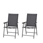 Conjunto de 2 cadeiras dobráveis para exterior com apoio de braços Cadeiras para varanda Jardim Terraço 58x64x94 cm Preto Carga 100kg