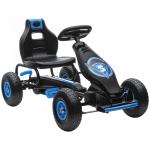 Kart a Pedais para Crianças 5 - 12 Anos com Assento Ajustável Pneus Insufláveis Amortecimento e Travão de Mão 121x58x61cm Azul