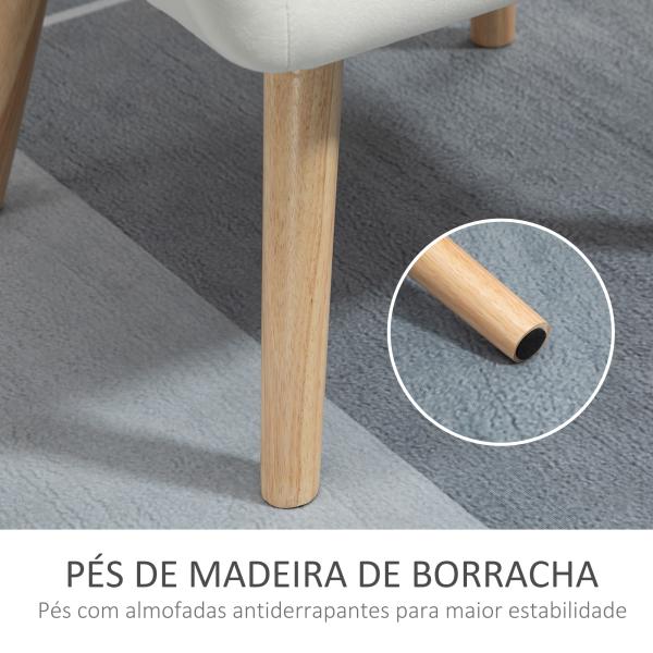 Poltrona de Sala Moderna Estofada em Veludo com Pés de Madeira Poltrona Relax para Sala de Estar Creme