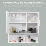 Armário Casa de Banho com Espelho Móvel Suspenso de Casa de Banho com 2 Portas e 2 Prateleiras Interiores Ajustáveis 54x15,2x55,3cm Branco