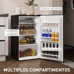 Frigorífico Pequeno com Congelador 91L Silencioso Porta Reversível Temperatura Regulável e Prateleiras Ajustáveis Preto