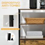 Cómoda com 4 Gavetas de Tecido Dobrável e 2 Prateleiras Abertas Estilo Industrial 84x30x71,4cm Marrom Rústico