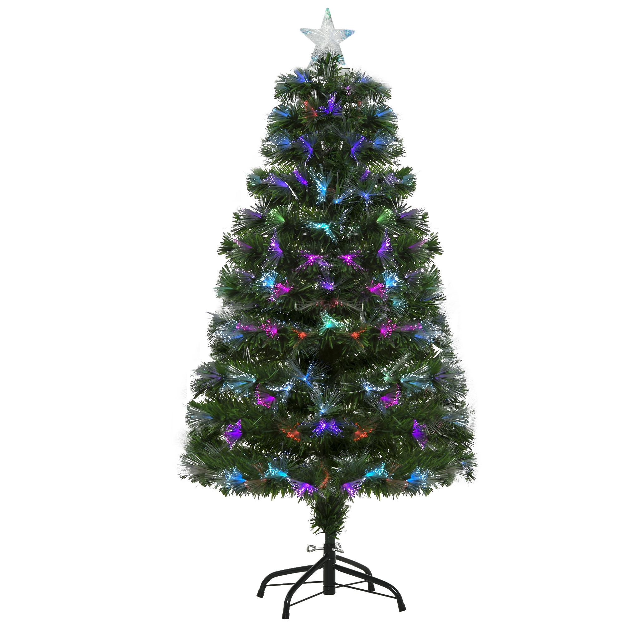 Árvore de Natal 120cm com 130 Luzes LED de Múltiplas Cores e Estrela Decorativa Ø66x120 cm Verde