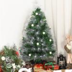 Árvore de Natal 90 cm Árvore de Natal com Fibra Óptica Árvore de Natal Artificial com 90 Luzes LED e 90 Ramos Verde e Branco