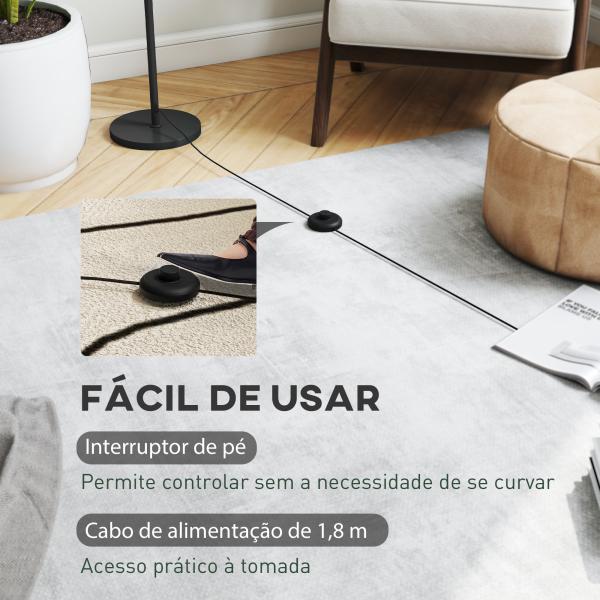 Candeeiro de Pé Moderno com Ecrã em Forma de Taça Refletora de Luz Interruptor de Pé Suporte E27 sem Lâmpada Ø35x155 cm Preto