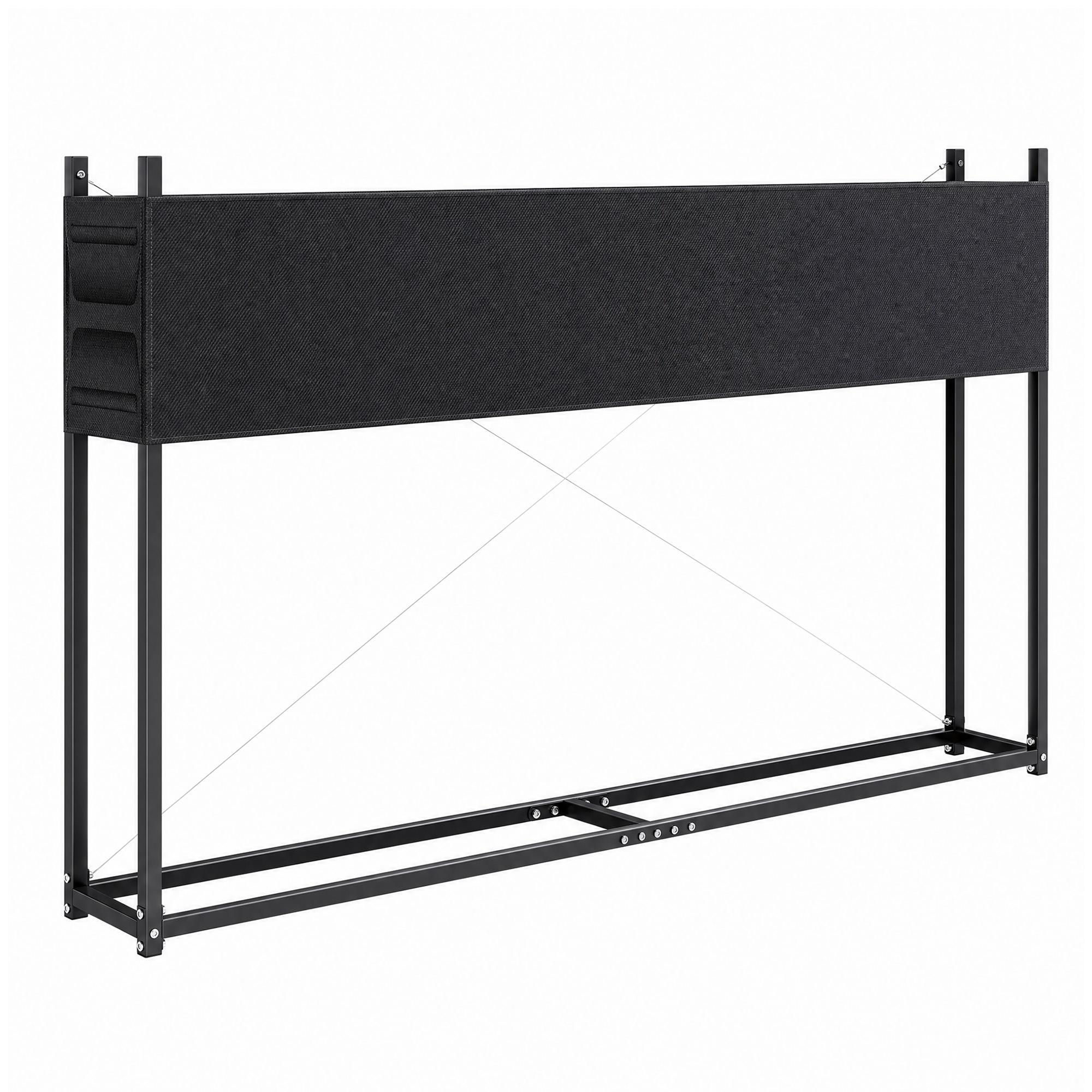 Lenheiro com Capa Oxford 600D e Cabos, Estrutura em Aço Galvanizado, Carga 500 kg, para Interior e Exterior, Preto