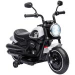 Motocicleta Elétrica para Crianças de 18 - 36 Meses com Bateria 6V Farol e Rodas Auxiliares Removíveis 76x42x57 cm Branca