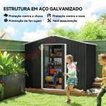 Abrigo de Jardim de 3,6 m² 236x174x190 cm para Armazenamento de Ferramentas com Portas de Correr e 4 Janelas de Ventilação Cinza