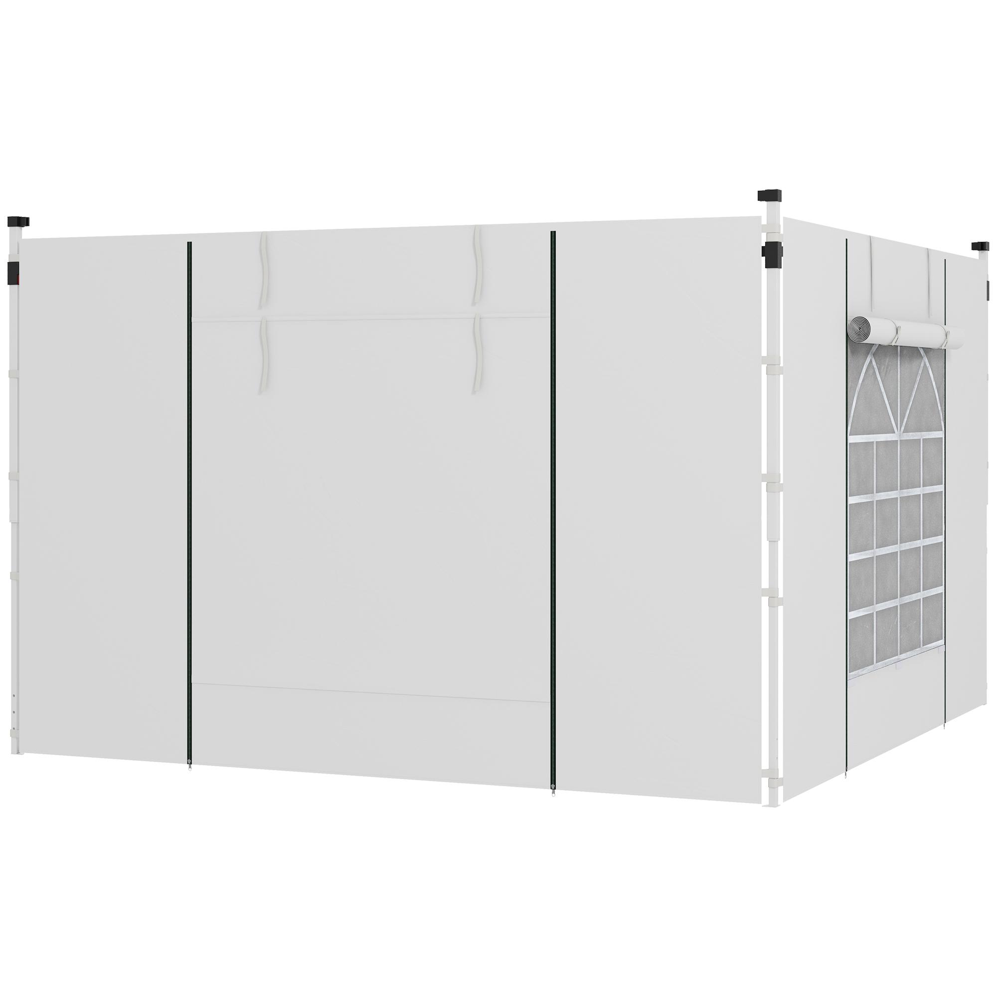 Paredes Laterais para Tenda de 2 Painéis 295x195 cm com Janela Enrolável e Porta com Fecho de Correr para Tenda 3x3 m ou 3x6 m Branco
