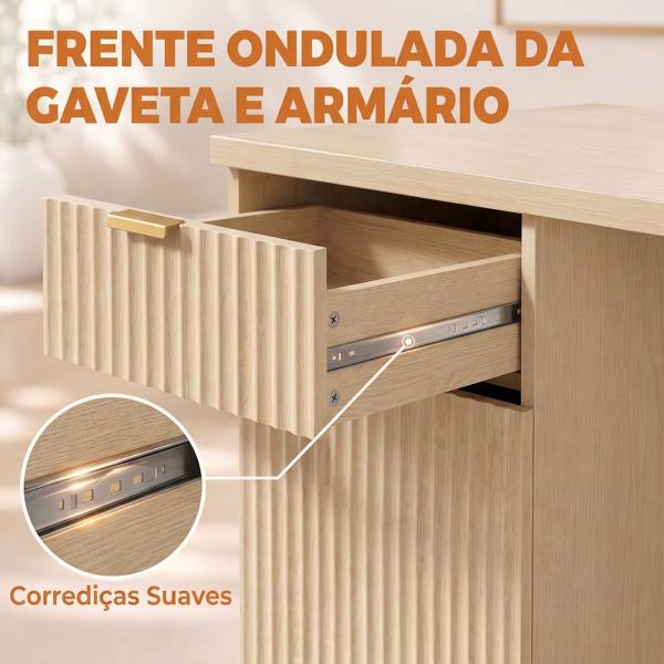 Secretária para Computador 120 cm com Gaveta Armário Reversível Prateleira Ajustável e Tampo Espesso Carvalho
