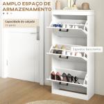 Sapateira Estreita com 3 Portas Basculantes e Prateleiras Ajustáveis para 15 Pares de Sapatos, Branco