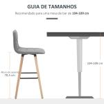 Conjunto de 2 Bancos de Bar Bancos Altos de Cozinha com Encosto Apoio para Pés Estilo Moderno 41,5x47x97,5 cm Cinzento