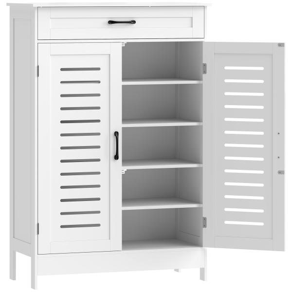 Sapateira Armário para Sapatos com Gaveta Portas de Grade Prateleiras Ajustáveis para 20 Pares de Sapatos 78x37x115,8 cm Branco