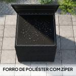 Baú de Armazenamento Exterior de Ratã de 253L com Vara Hidráulica Forro com Fecho e Estrutura de Aço Preto