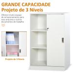 Armário de Escritório com 2 Portas Deslizantes e 3 Prateleiras 80x40x120 cm Branco