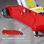 Macaco Hidráulico para Carros de 2 Toneladas com Altura Ajustável 12 - 30 cm e 4 Rodas para Apoiar Carros Vermelho e Cinza
